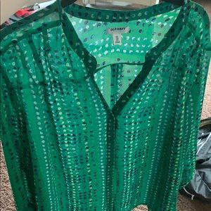 Sheer dot print Capri sleeve shirt